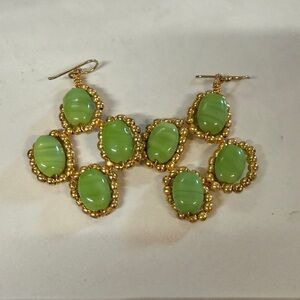 Elegant Gold and Green Lisi Lerch Beaded Earrings